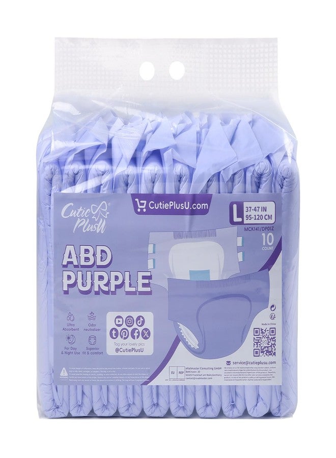 CutiePlusU Disposable Adult Diaper Heavy Absorption Dry Surface Adult Diapers All Night- Purple 10 Pieces (Large 37"-47") - Image 3